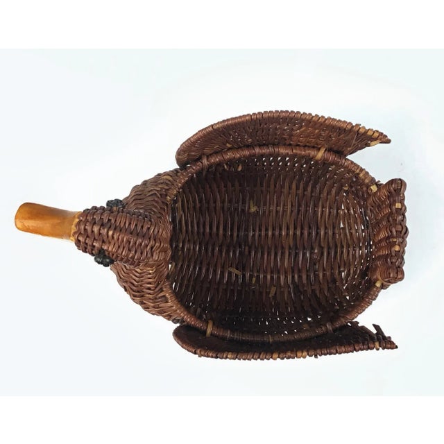 Boho 1970s Woven Wicker Duck Trinket Basket For Sale In Portland, ME - Image 6 of 10