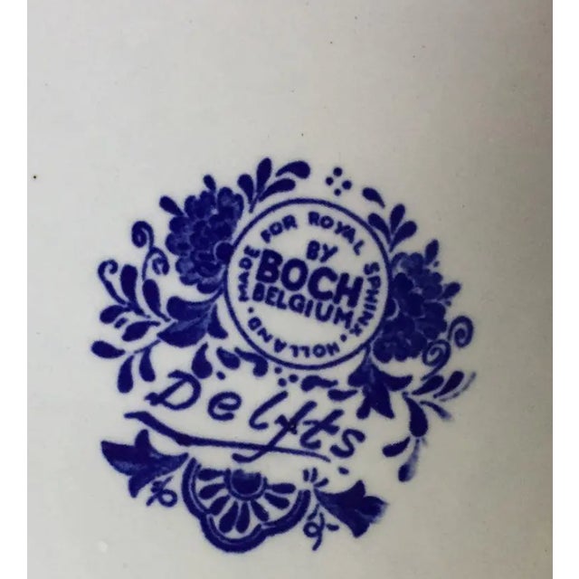 Traditional Large Antique Classic Boch Belgium Delfts Royal Sphinx Hand Painted Serving Wall Plate For Sale - Image 3 of 4