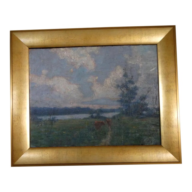 Circa 1910s Landscape Oil Painting by Charles Franklin Chamberlain, Framed For Sale