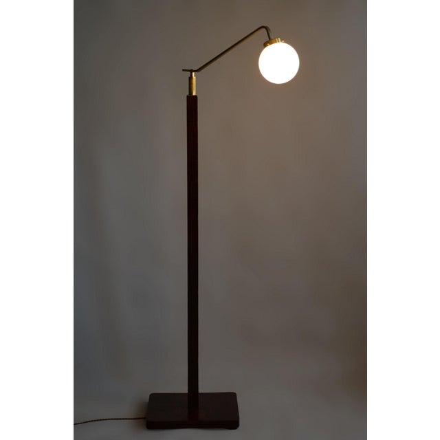 Czech Art Deco Floor Lamp in Walnut and Brass, 1930s For Sale - Image 9 of 10