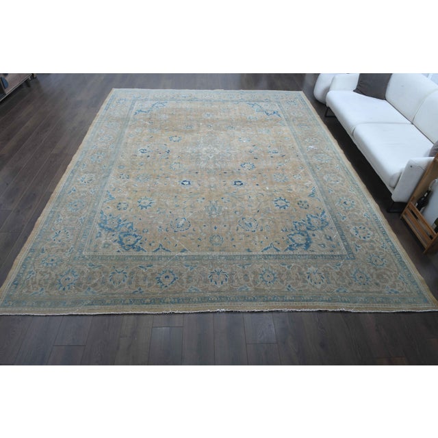 Persian 1970s Vintage Persian Handmade Wool Cotton Light Brown Area Rug For Sale - Image 3 of 11