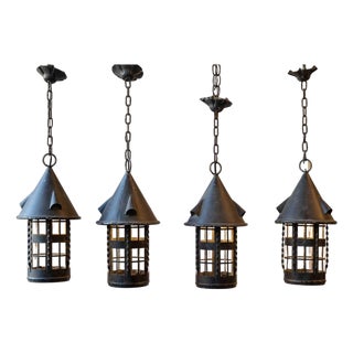 Early 20th-Century French Iron Lanterns - Set of Four For Sale