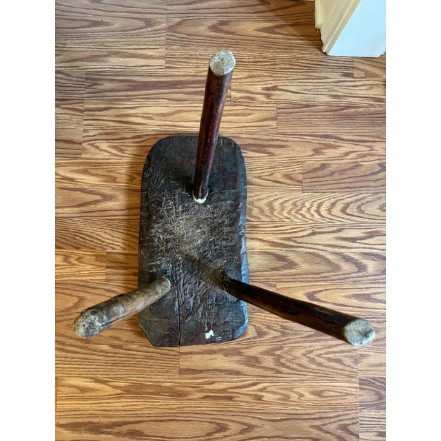 Brown Late 19th Century Antique French Country Three Legged Low Milking Stool For Sale - Image 8 of 12
