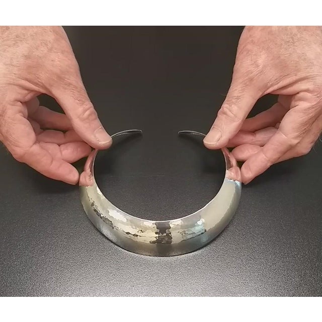 Ultra Wide Sterling Silver Collar, Gerhard Herbst Studio Neckpiece, American Modernist, Mid Century Style, Vintage For Sale - Image 13 of 13