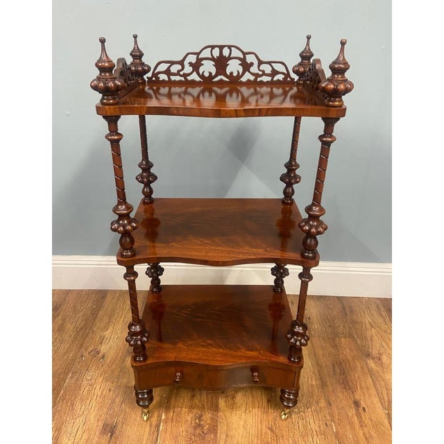 Gold Victorian Walnut Whatnot Bookcase, 1880s For Sale - Image 8 of 18