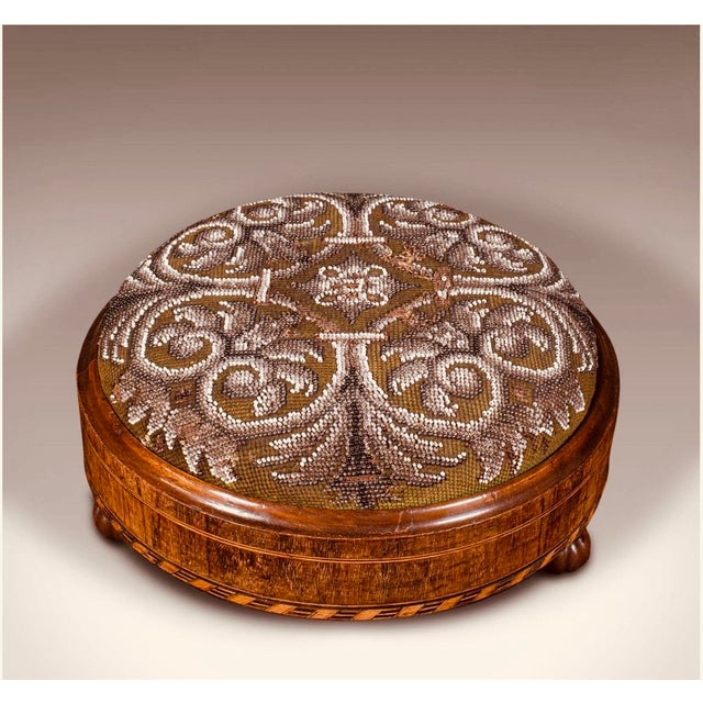 Pair of English Walnut Beaded Footstools,c1840 For Sale - Image 18 of 18
