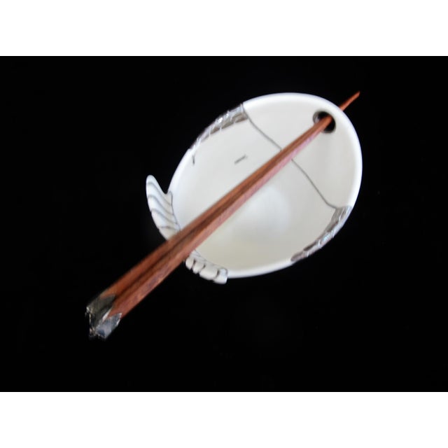 Japanese Emilia Castillo Mexico Sterling Silver Pottery Fish Ramen Bowl With Chopsticks For Sale - Image 3 of 12