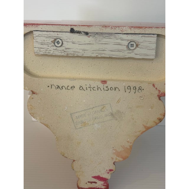 Signed Nance Aitchison 1998 Hand Painted Tuscan Wall Shelf Bracket For Sale - Image 10 of 12