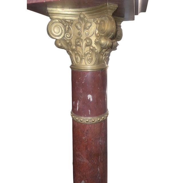 19th Century 19th Century French Rouge Griotte Marble & Ormolu Pedestal Column For Sale - Image 5 of 8
