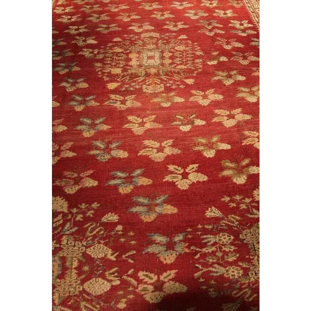 1900 - 1909 Hand-Knotted Antique Gordes Rug Red and Beige Floral Pattern For Sale - Image 5 of 7