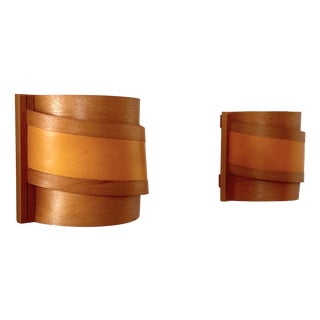 Vintage Pine Slat Wall Sconces, Sweden, 1970, Set of 2 For Sale