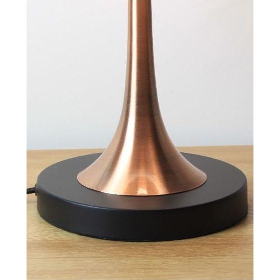 2020s Brown Linen & Copper-Brown Iron Table Lamp For Sale - Image 5 of 5