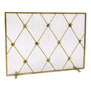 Brilliant Gold Flora Fireplace Screen For Sale