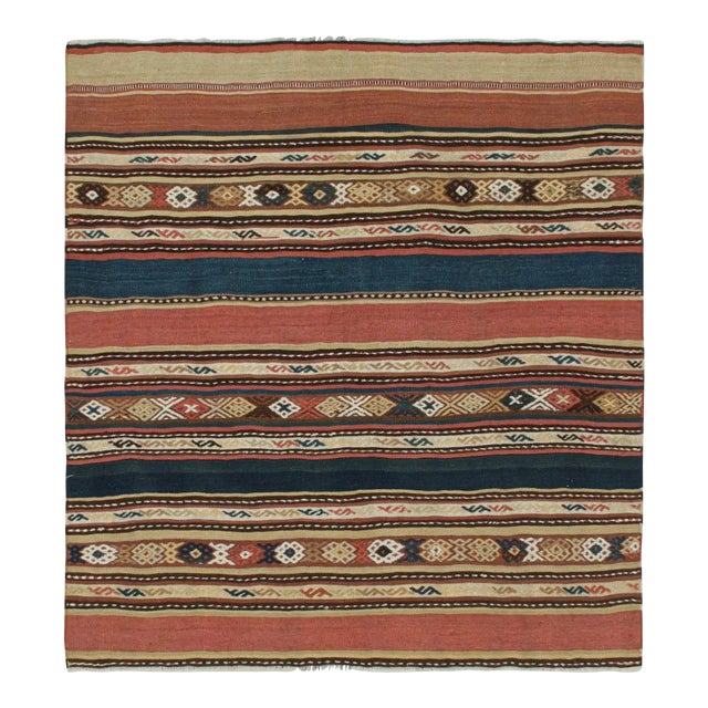 1950s Vintage Shahsavan Persian Kilim in Stripes & Geometric Patterns From Rug & Kilim For Sale
