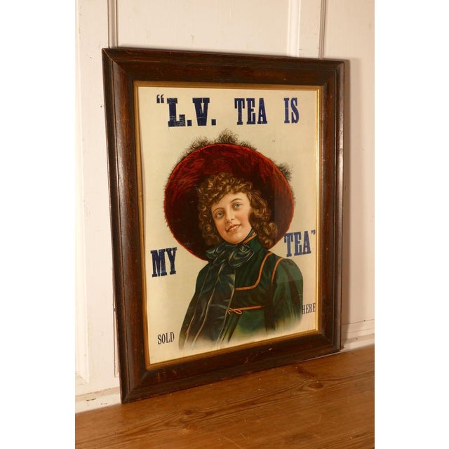 Edwardian Framed Tea Advertising Card Poster, 1910s For Sale - Image 4 of 7