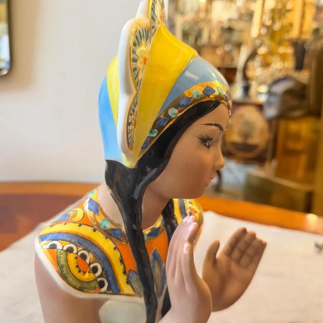 Mid-Century Modern 1950s. Hand-Painted Porcelain Oriental Woman Figure by Ronzan For Sale - Image 3 of 15