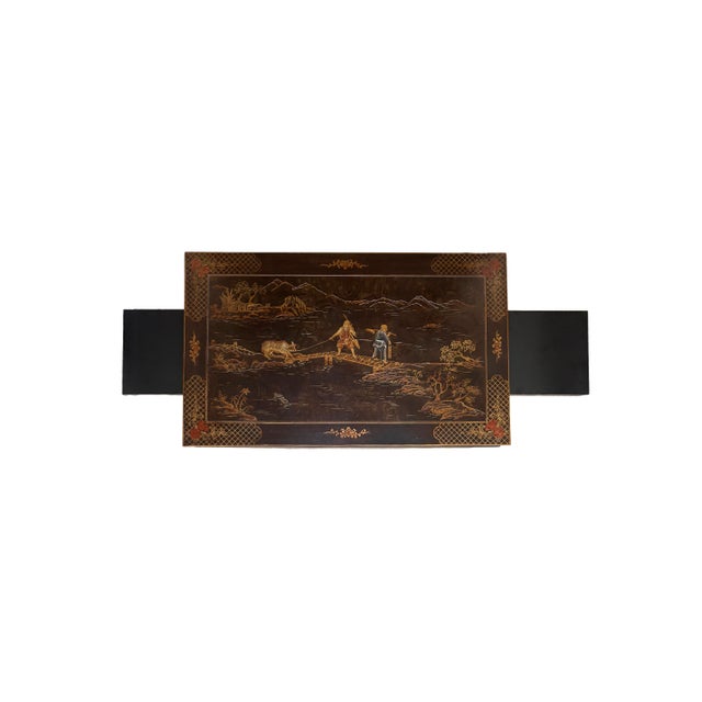 Chinoiserie Henredon Tea Table With Sliding Trays For Sale - Image 3 of 13