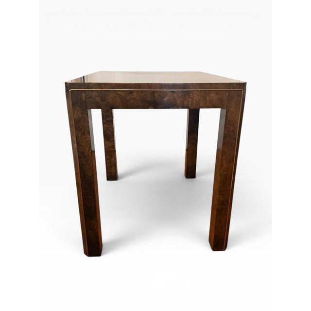 Hollywood Regency Vintage Burl Wood Waterfall Side Table Purchased From e.j. Audi Manhattan For Sale - Image 3 of 10
