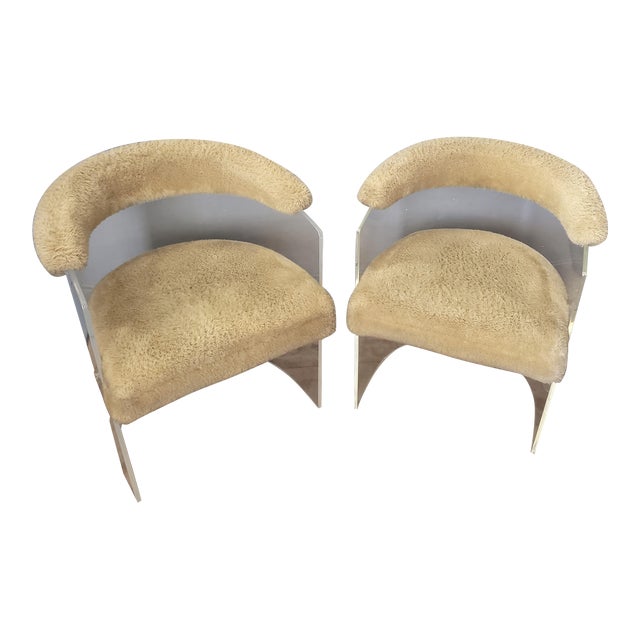 1970s Lucite Barrel Chairs by Hill Mfg, Inspired by Kagan - Set of 2 For Sale