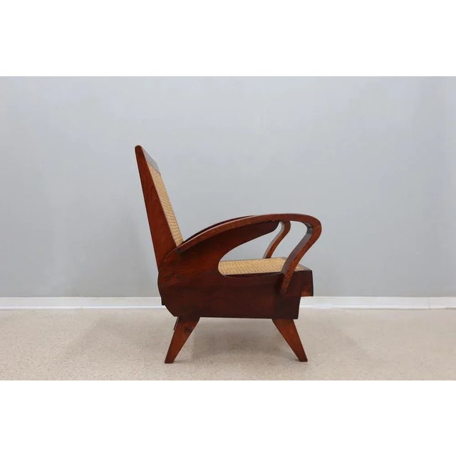 1950s Mid-Century Teak Wood and Vienna Straw Armchair, 1950s For Sale - Image 5 of 5