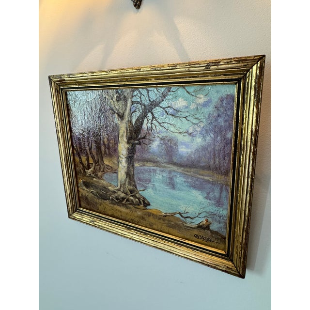 Circa 1933 A Century Of Progress World's Fair landscape painting chosen to represent the Greenwich Village Artist Colony...