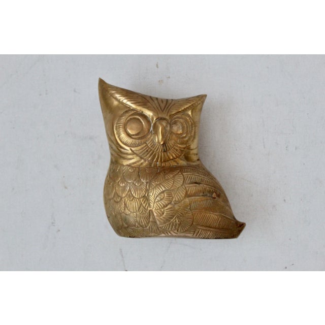 Vintage Mid Century Large Brass Owl Sculpture For Sale - Image 9 of 9