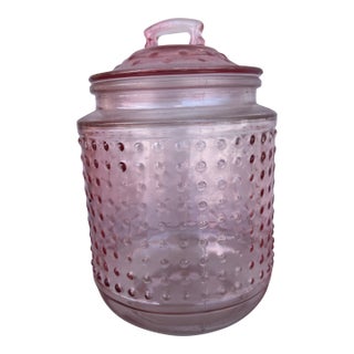 Vintage Pink Hobnail Glass Jar For Sale
