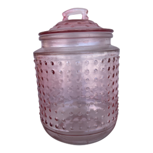 Vintage Pink Hobnail Glass Jar