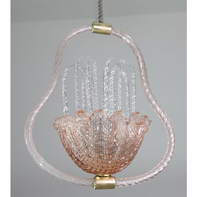 1950s Charming Pink and Trasparent Murano Glass Chandelier by Barovier E Toso For Sale - Image 10 of 16