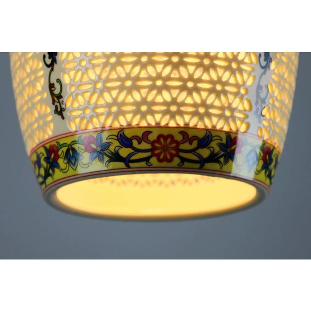 Oriental Ceramic Pendant Lamps, 1980s, Set of 2 For Sale - Image 10 of 13