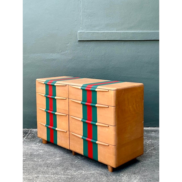Vintage Boho Heywood Wakefield Racing Stripe Dresser For Sale - Image 9 of 10