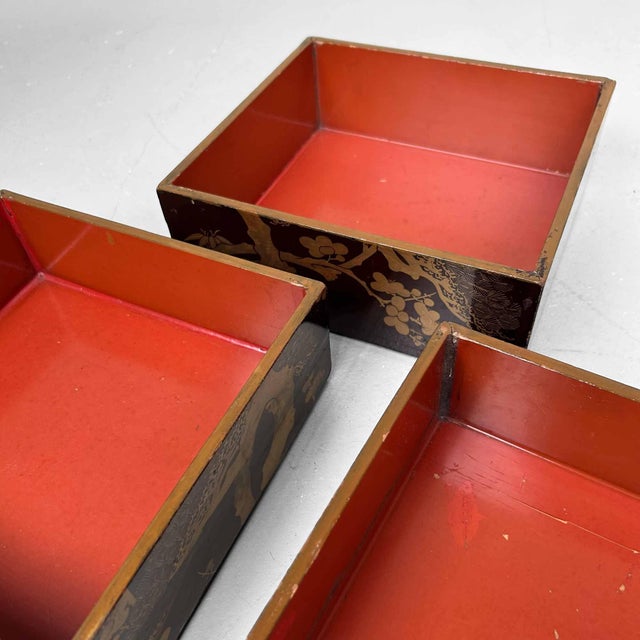 Japanese Wooden Lacquered Stacking Box, 1890s For Sale - Image 12 of 17
