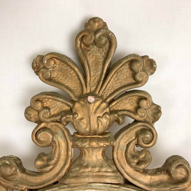 Early 18th Century Ancient Italian Small Gesso Mirror Pair For Sale - Image 5 of 14