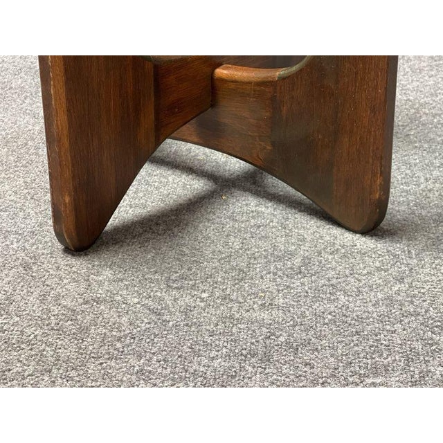 Mid Century Walnut and Glass Side Tables Manner of Adrian Pearsall - Pair For Sale - Image 4 of 7