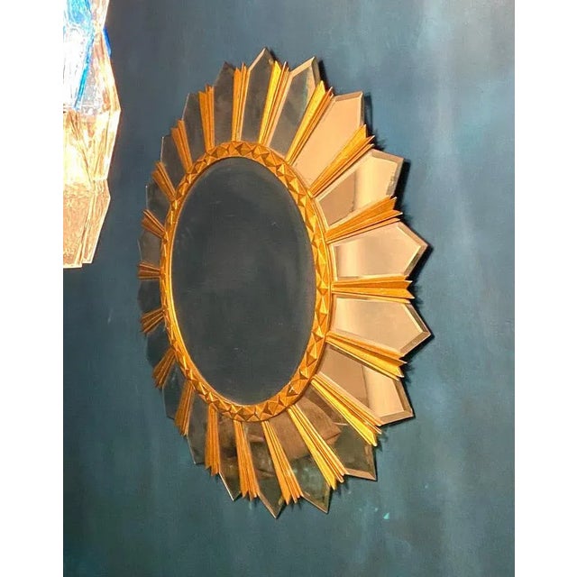Gold Large Mid-Century Italian Sunburst Mirror, 1960s For Sale - Image 8 of 11
