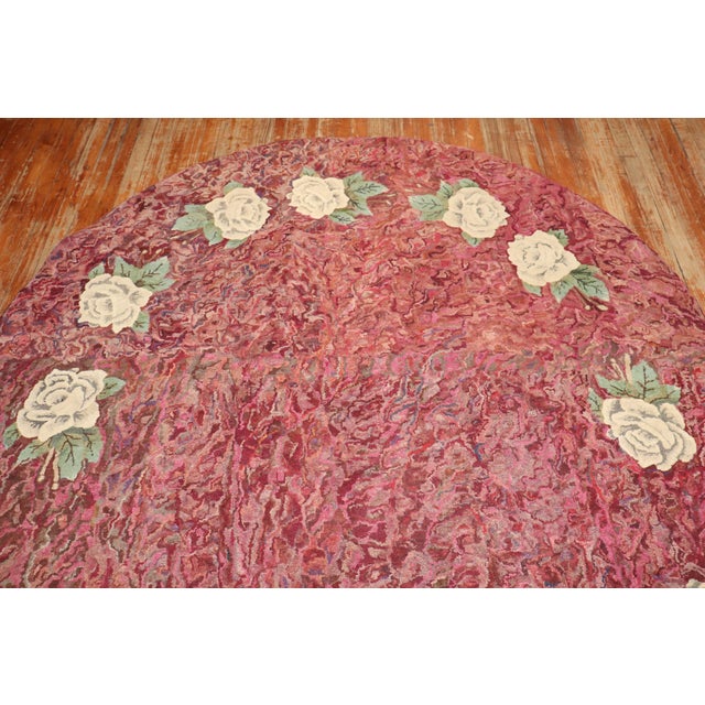 Vintage Zabihi Collection Floral Botanical American Hooked Oval Size Rug - 6'8" x 9'7" For Sale - Image 9 of 9
