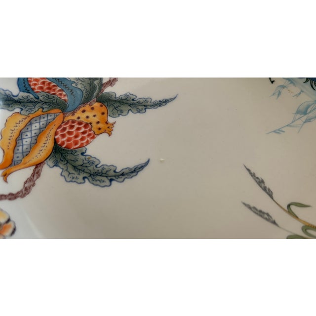 Blue Vintage Chinoiserie Gien Faiencerie "Magellan" Rim Soup Plates- Set of 12 For Sale - Image 8 of 11