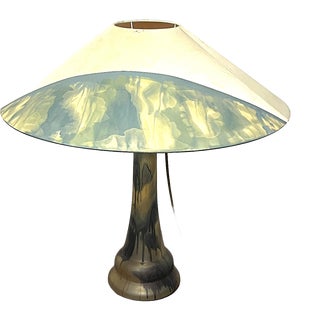 Pate De Verre Fabric Shade Table Lamp, 1950s For Sale