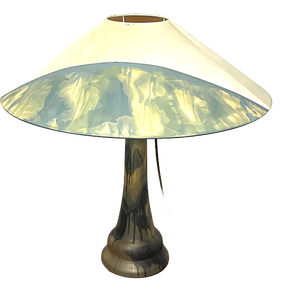 Pate De Verre Fabric Shade Table Lamp, 1950s