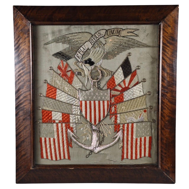 Gray Antique Japanese Embroidered Silk Picture For Sale - Image 8 of 8