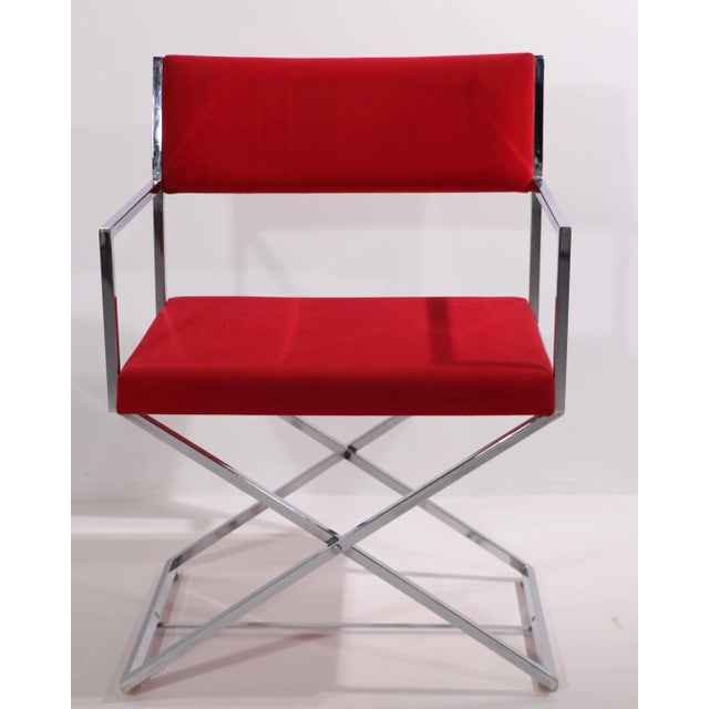 Mid-Century Modern Chrome Directors Chair by Virtue Bros. Of Los Angeles / Bon Marche For Sale - Image 3 of 9