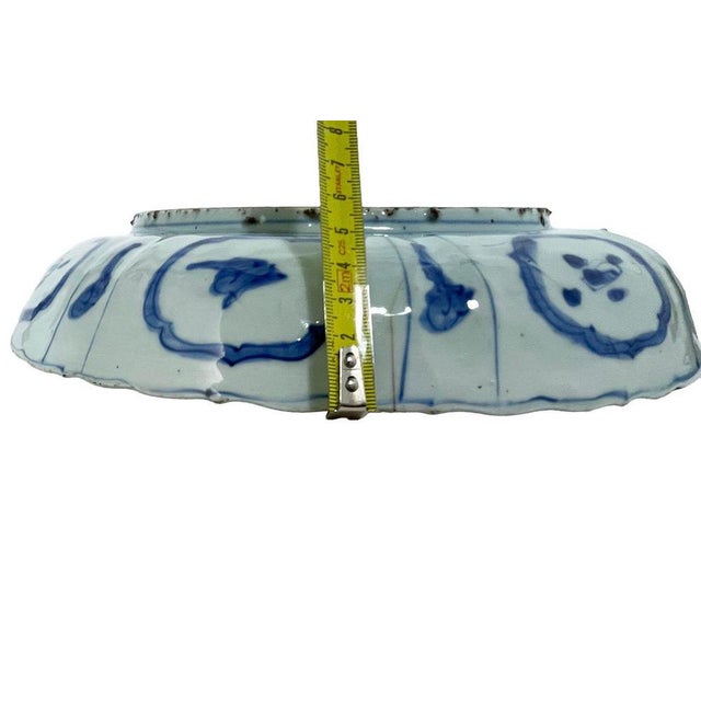 Ceramic Large 17th Century Blue and White Porcelain Kraak Charger For Sale - Image 7 of 12