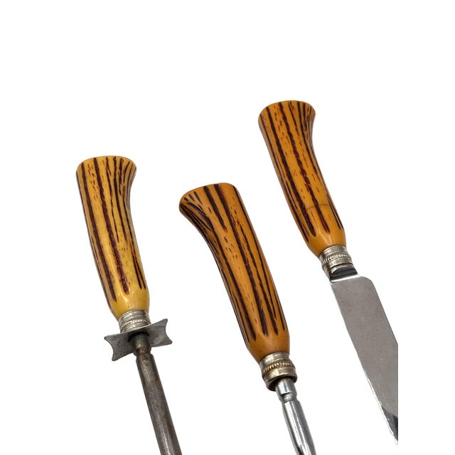 Early 20th Century Art Deco Carving Set Bakelite Handles by E Parker & Sons, England - 3 pcs For Sale In Los Angeles - Image 6 of 7