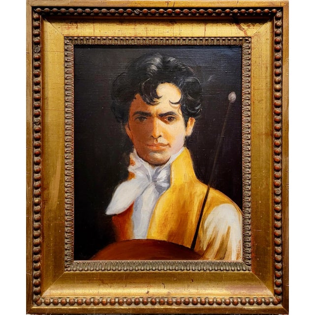 Textile Portrait of an Elegant Good Looking Gentleman-Oil Painting C1920s For Sale - Image 7 of 7