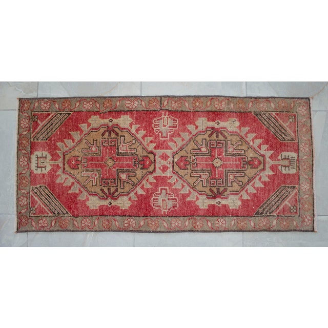Hand Knotted Door Mat, Entryway Rug, Bath Mat, Kitchen Decor, Small Rug, Turkish Rug - 1′8″ × 3′8″ For Sale - Image 11 of 13