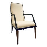 Jean Louis Denoit for Baker White Leather Jasper Arm Chair For Sale