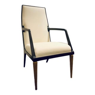 Jean Louis Denoit for Baker White Leather Jasper Arm Chair For Sale