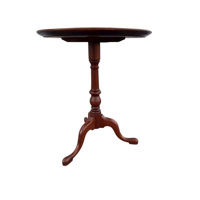 1940s Walnut Pie Crust Side Table Georgian Style Tripod Pedestal For Sale - Image 10 of 18