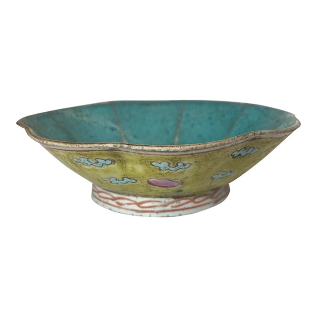 Antique 1800's Chinese Export Handmade Enameled Famille Rose Pottery Bowl Dish 3 For Sale