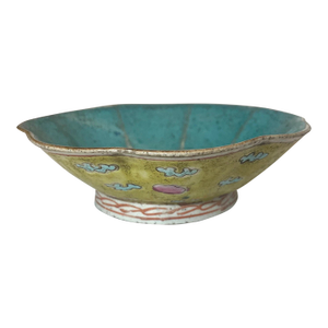 Antique 1800's Chinese Export Handmade Enameled Famille Rose Pottery Bowl Dish 3